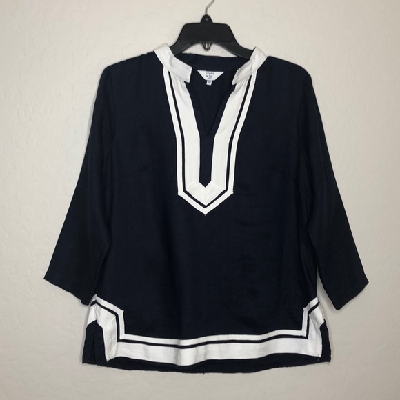 Crown And Ivy Tops - Crown And Ivy 3/4 Sleeve Blouse Top Linen Medium